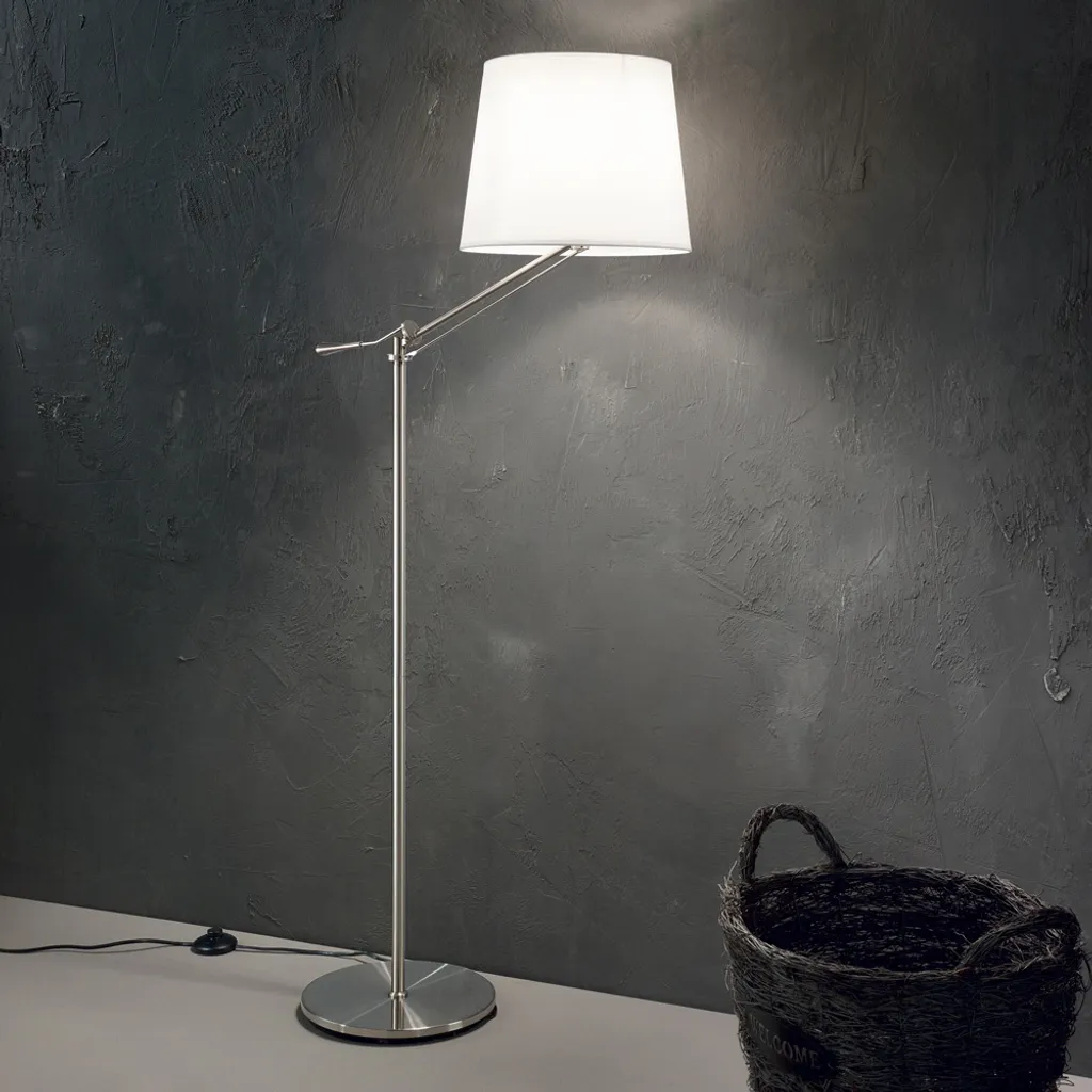 Lampadaire REGOL 1 ampoule en nickel brossé - Finition métal de qualité