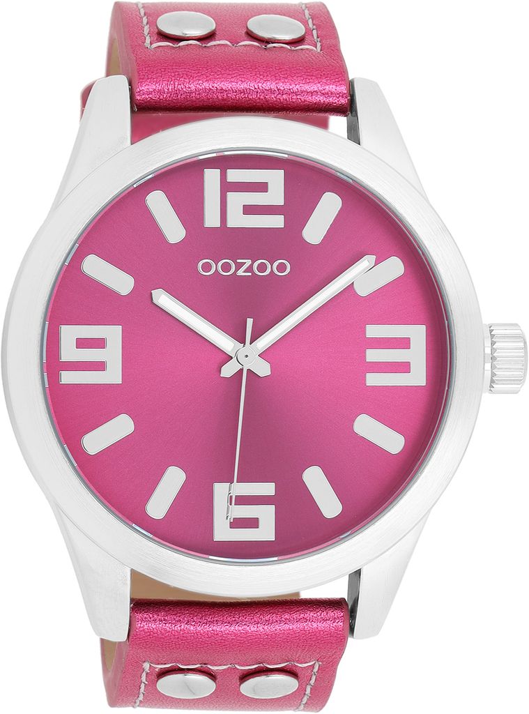 Oozoo Armbanduhr pink Leder Timepieces Damen Analog-Quarzuhr UOC1078A