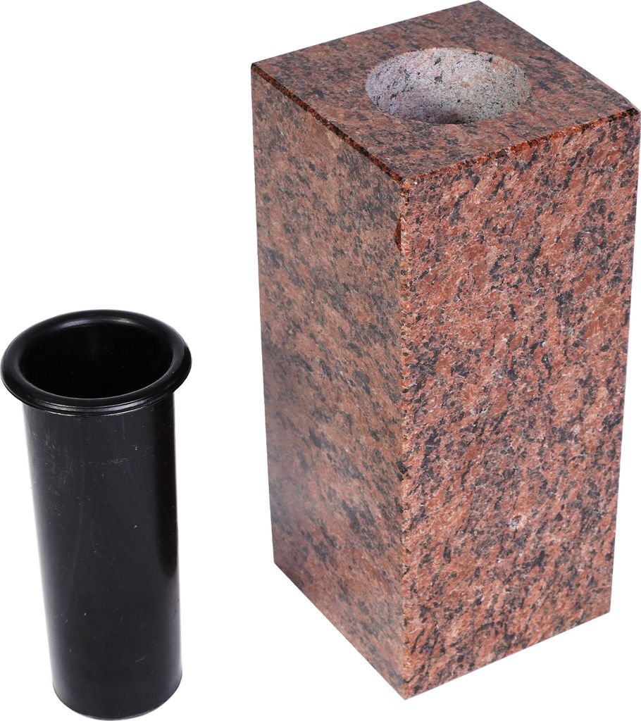 Vase Funéraire En Granit Vanga Taille M – Design Moderne Et Élégant – Vase Tombale Robuste Résistant Aux Intempéries
