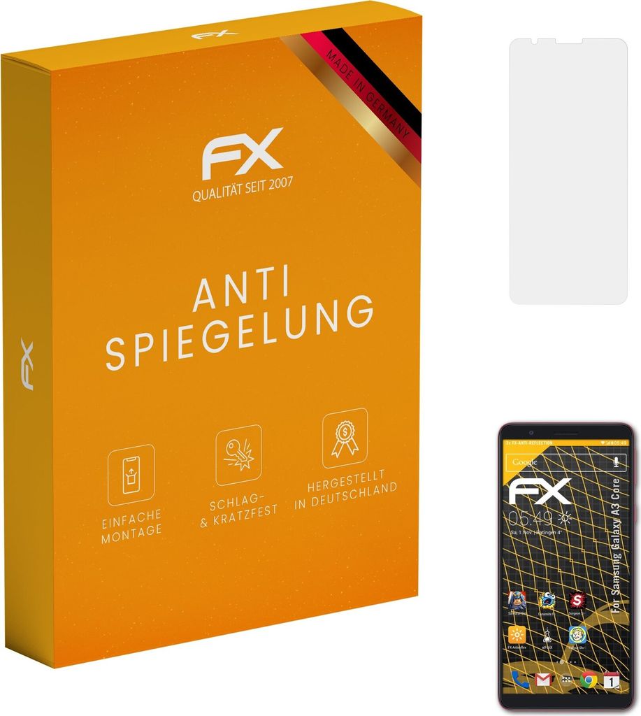 atFoliX FX-Antireflex 3x Schutzfolie kompatibel mit Samsung Galaxy A3 Core Displayfolie