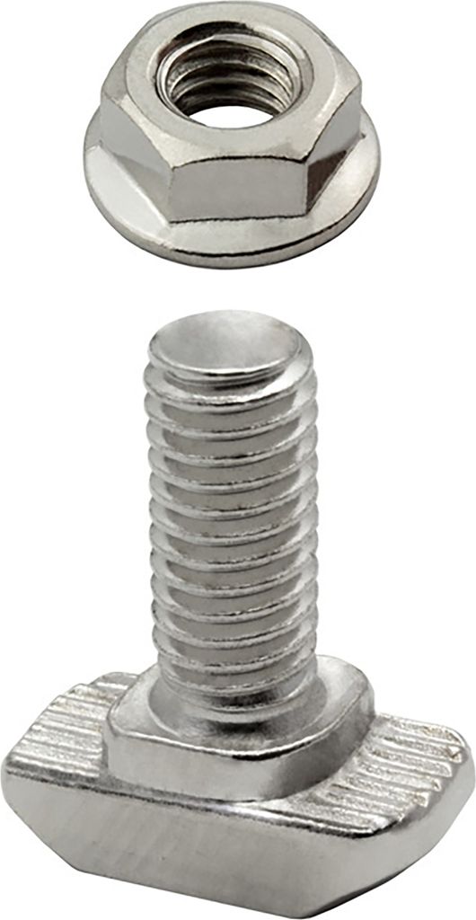 KLAK 30 - Edelstahl Hammerkopfschraube T-Schraube M6 16mm Nut 8 Aluprofil 30-er 10 Stück + Mutter
