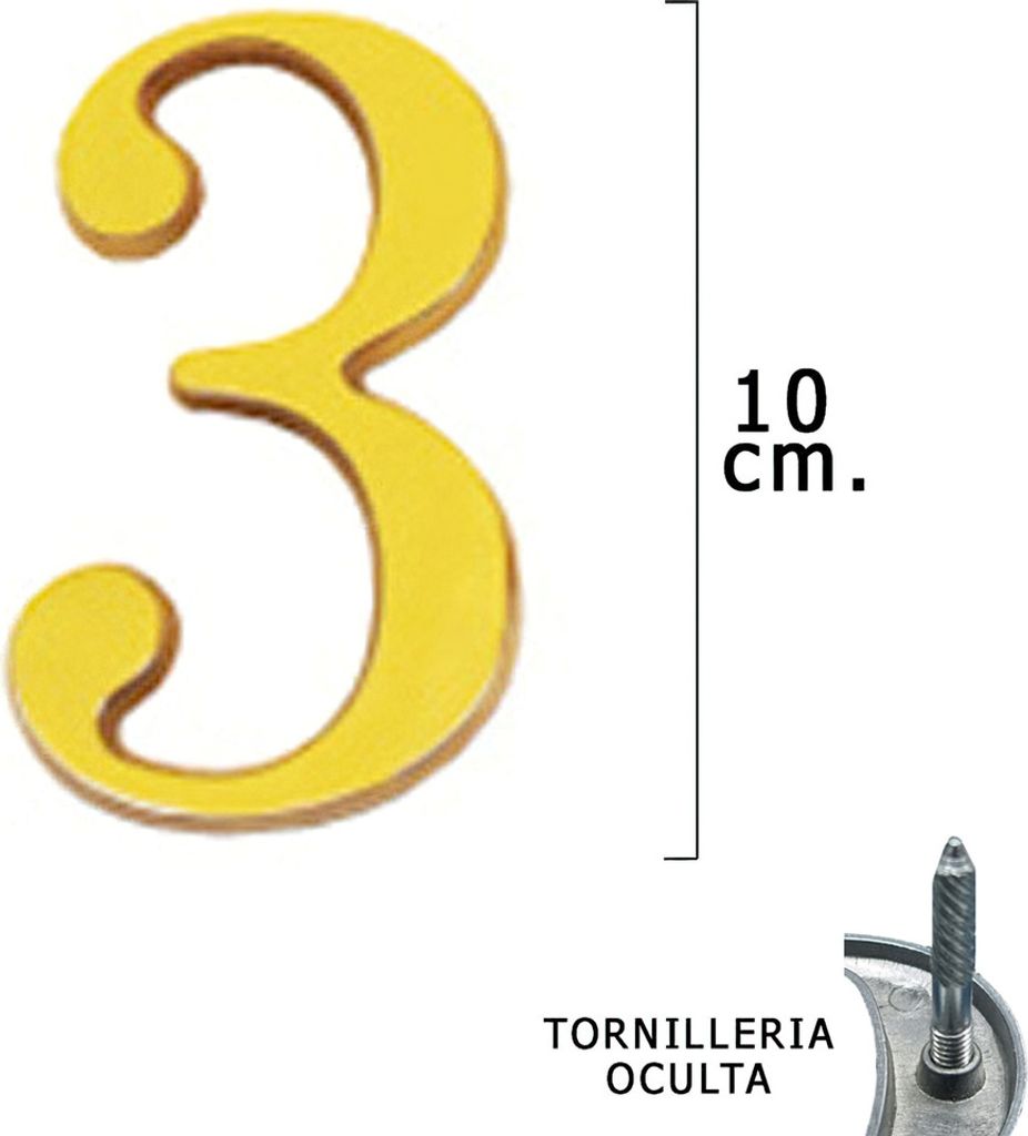 Nummer "3" Wolfpack aus Messing 10 cm + Schrauben, Blisterverpackung mit 1 Stück