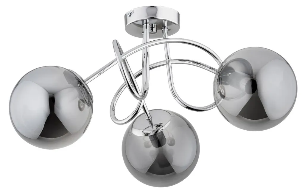 Plafonnier design en verre fumé et chrome pour salon moderne 50 cm