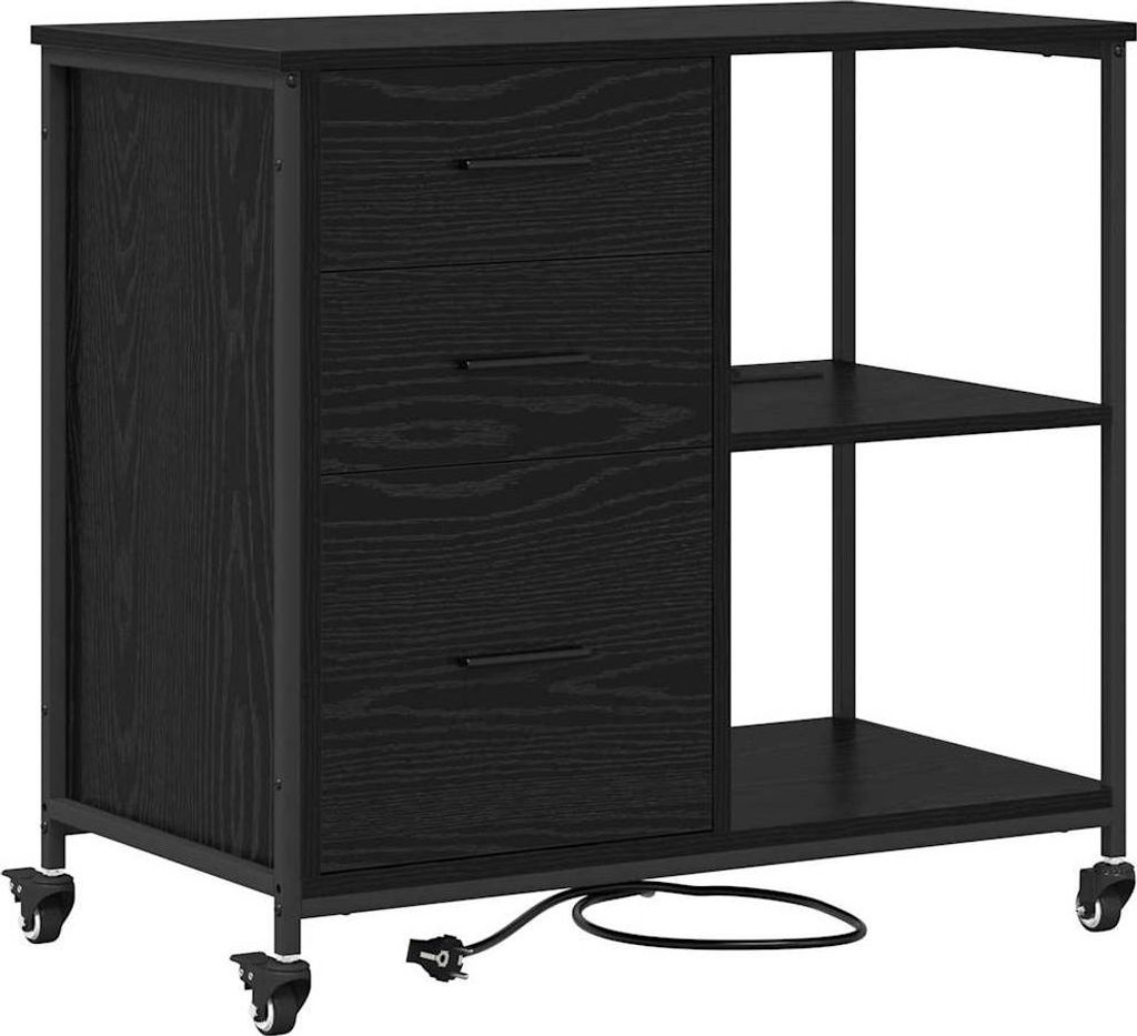 Schrank mit Ladestation Schwarz Eichen-Optik 76 x 41 x 72 cm