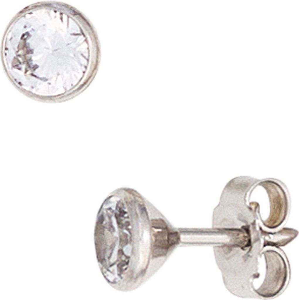 JOBO Ohrstecker 333 Gold Weißgold 2 Zirkonia Ohrringe Produktbild 
