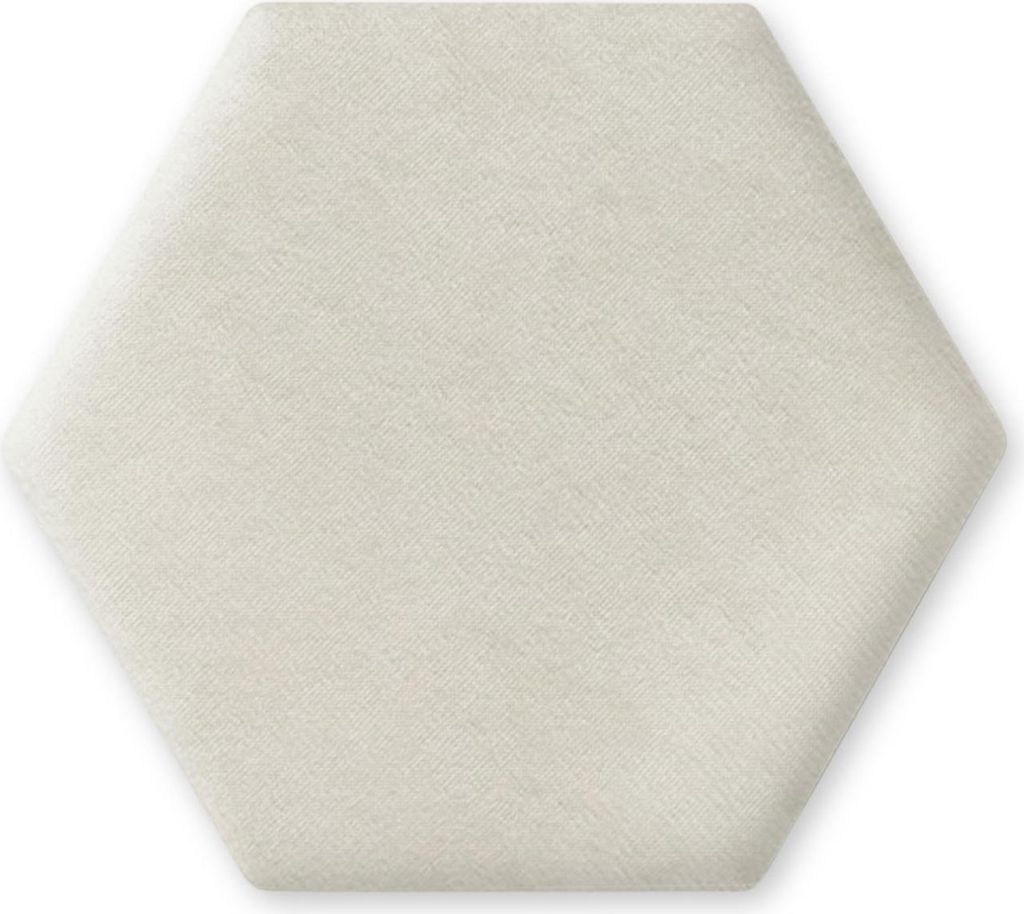 TAPHICEROS Hex Wandpaneel Polsterpaneel, 30x26 cm, ALOVA 84, Weiß, Wandkissen Hexagon Wandpolster Kopfteil für Bett Gepolstert Polsterplatte