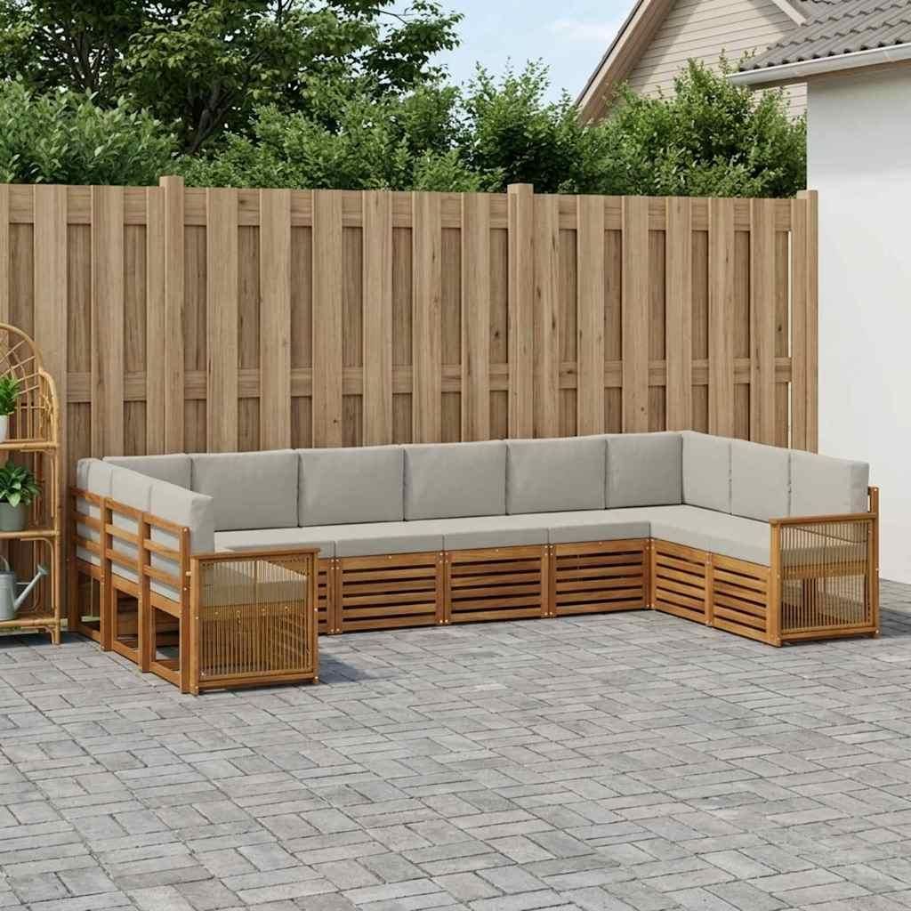 Möbel Ecksofa Set mit Kissen 7 pcs Natürlich und HellgrauGartensofas - Gartensofas c2036