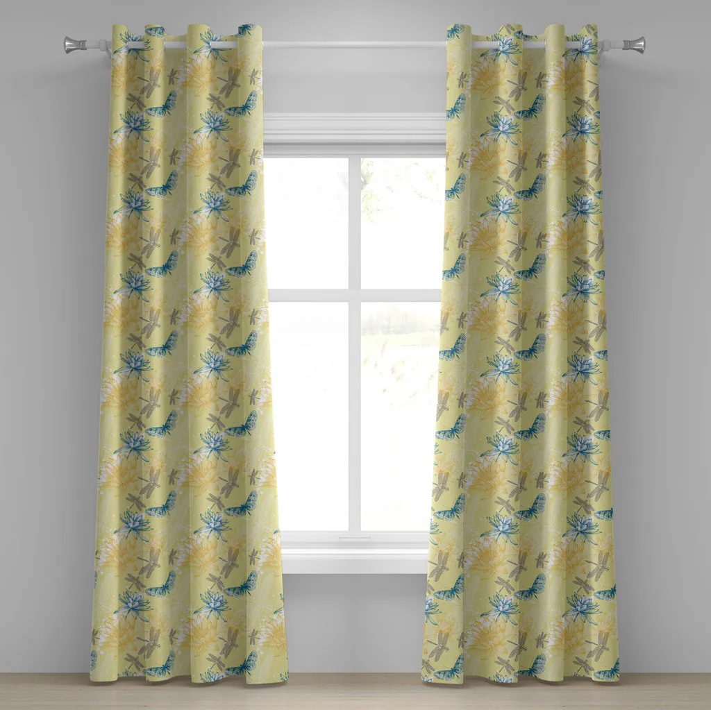 Rideau à œillets Libelle et Nénuphars Style Vintage - 280 x 175 cm
