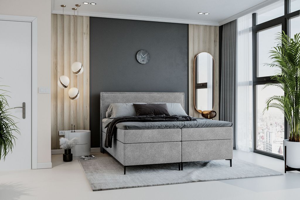 VELAR Boxspringbett mit bettkasten "BOUCLE 1", 160 cm, Grau