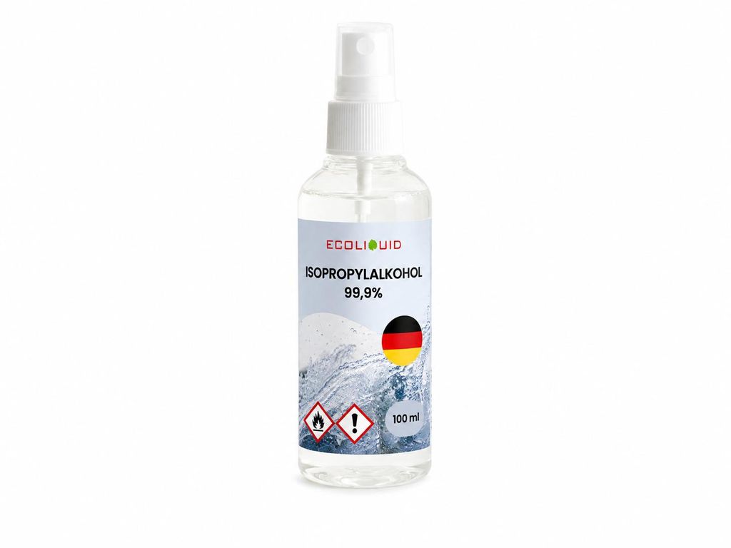 Ecoliquid Isopropylalkohol 99,9% IPA, 0,1 l; Entfettet, Produktbild  KI-generiertes Bild