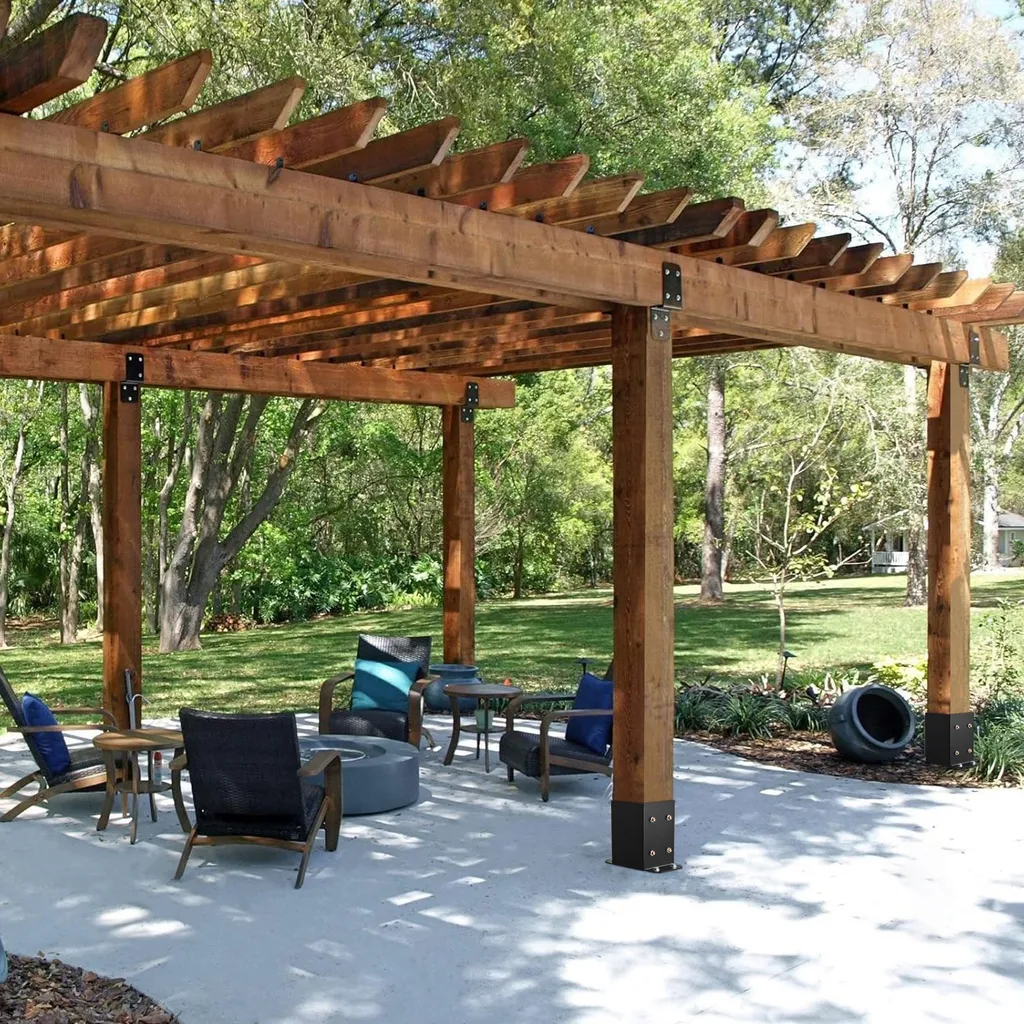 Supporti per Pali 4x4 Pollici (10 pz) - Basi in Acciaio per Gazebo e Patio - 8