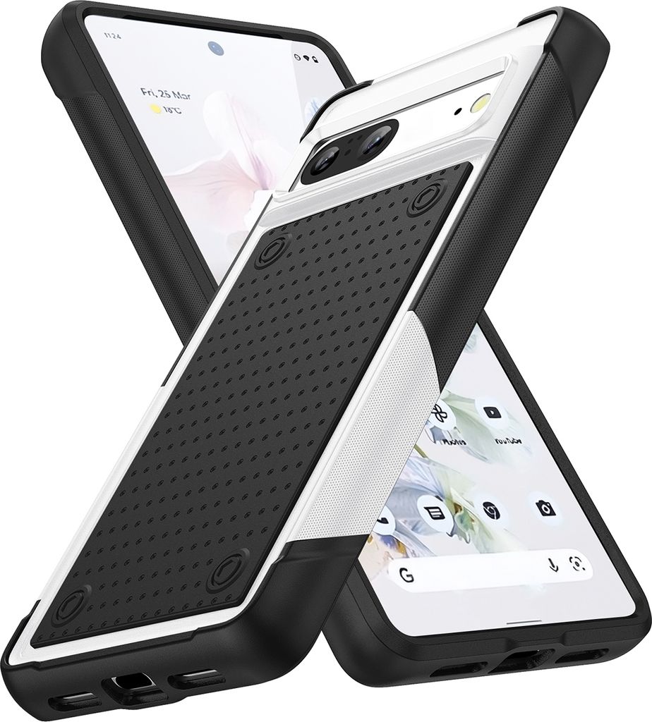 Für Google Pixel 7 Hülle Militärqualität Stoßfest Hybrid 2 in 1 Hart PC Weich TPU Handyhülle Weiß Schwarz