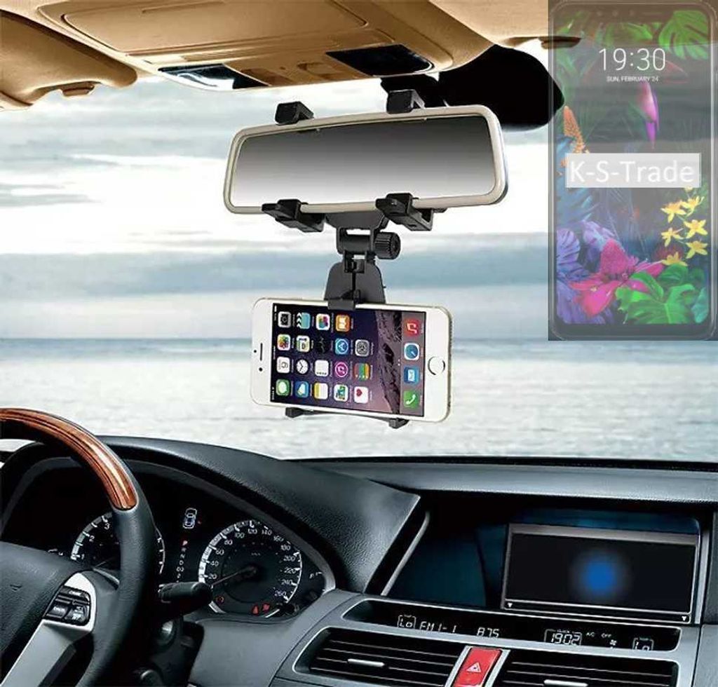 K-S-Trade Smartphone Halterung kompatibel mit LG Electronics G8s ThinQ Rückspiegel Halterung schwarz Auto Halterung KFZ Halter
