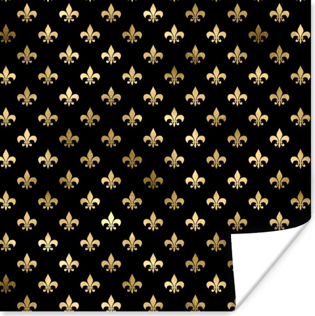MuchoWow Poster Muster - Krone - Gold 30x30 cm - Wandposter - Printing
