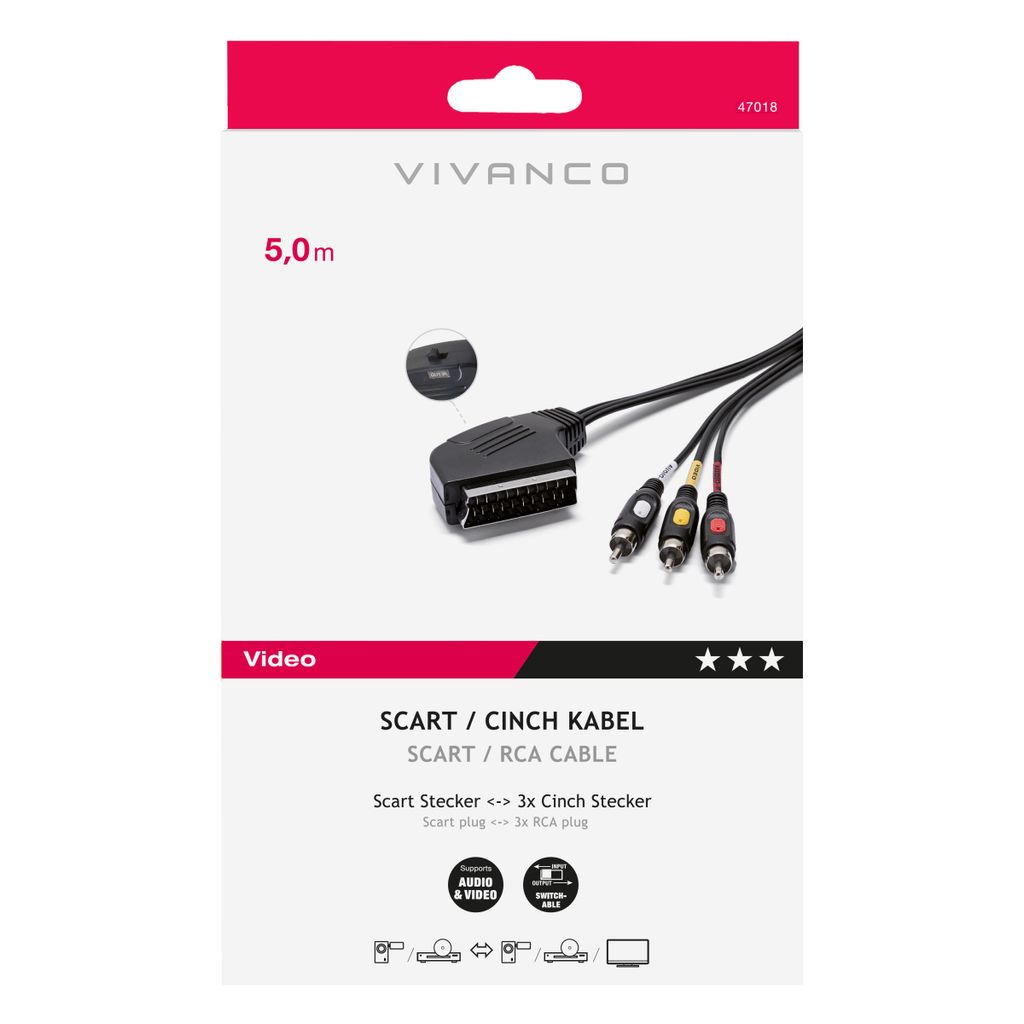 VIVanco™Hochwertiges Scart zu Cinch-Verbindung, IN und OUT, Produktbild 2