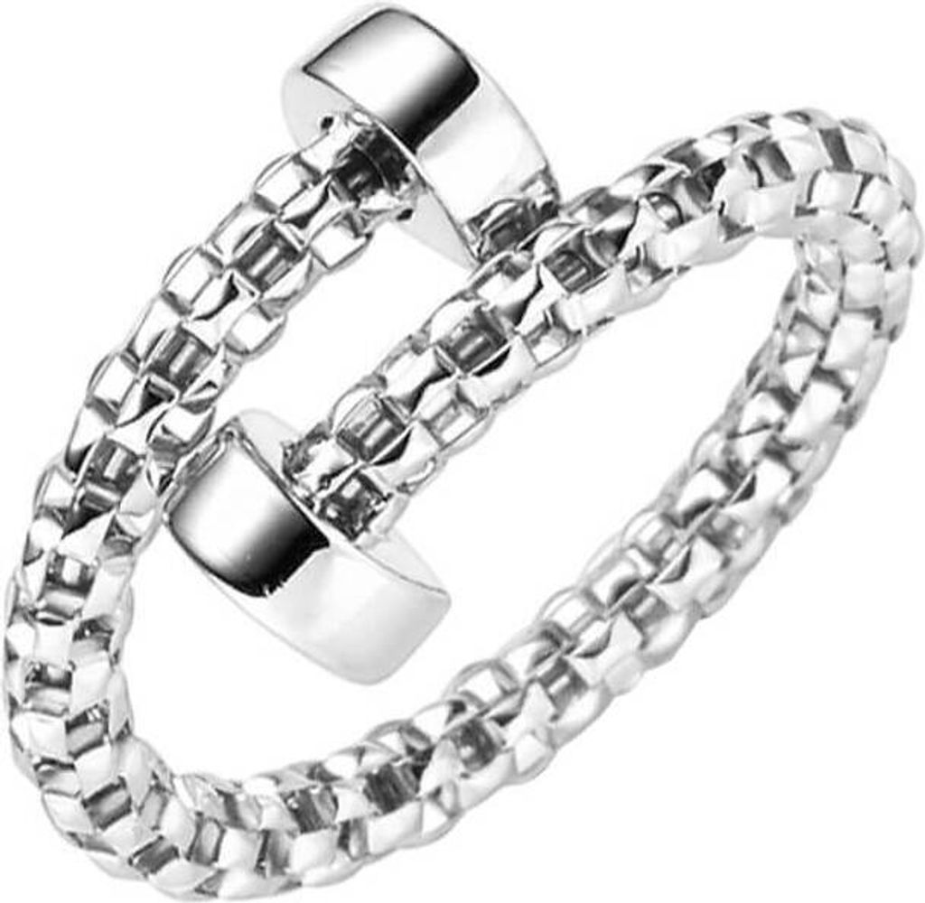 Ring Fingerring aus 585 Gold Weißgold strukturiert offen Breite 3mm Innenumfang 52mm Ø16.6mm