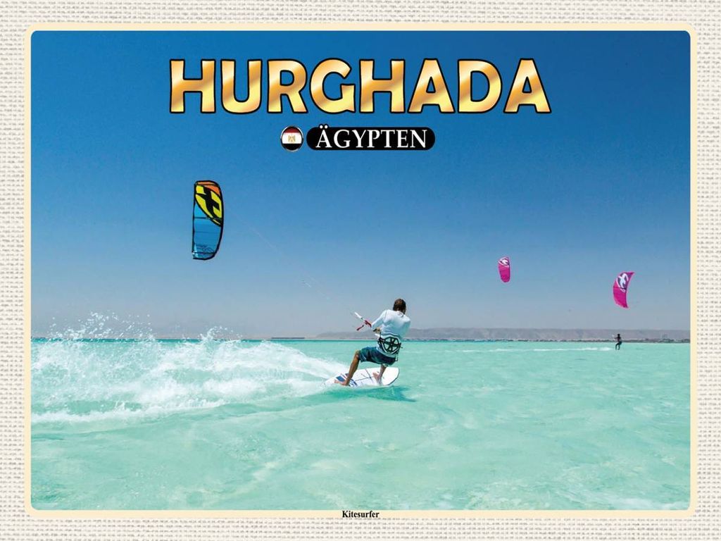 vianmo Holzschild 30x40 cm Hurghada Ägypten Kitesurfer Urlaub Bildmotiv Reisemotiv Abenteuer Reisen