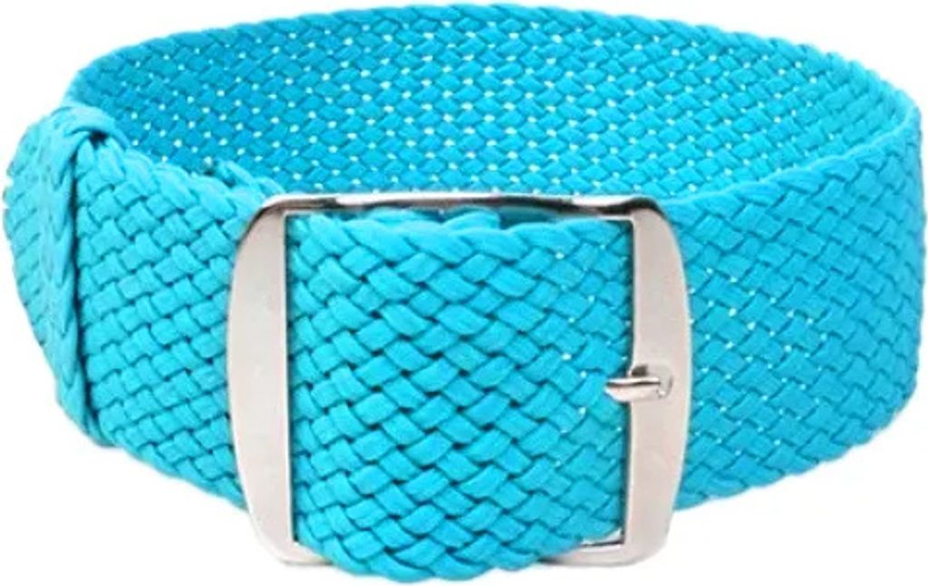 ClassicWatchStraps Perlon Uhrenarmband - Türkis, 20 mm, Silber gebürstet