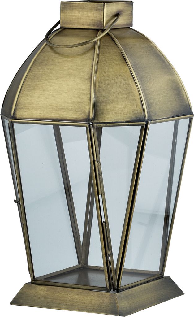 Marrakesch Vintage Deko Windlicht Laterne 33cm groß antik aus Metall & Glas | Teelichthalter als Tischdeko Wohnzimmer Deko | Kerzenhalter Windlich...