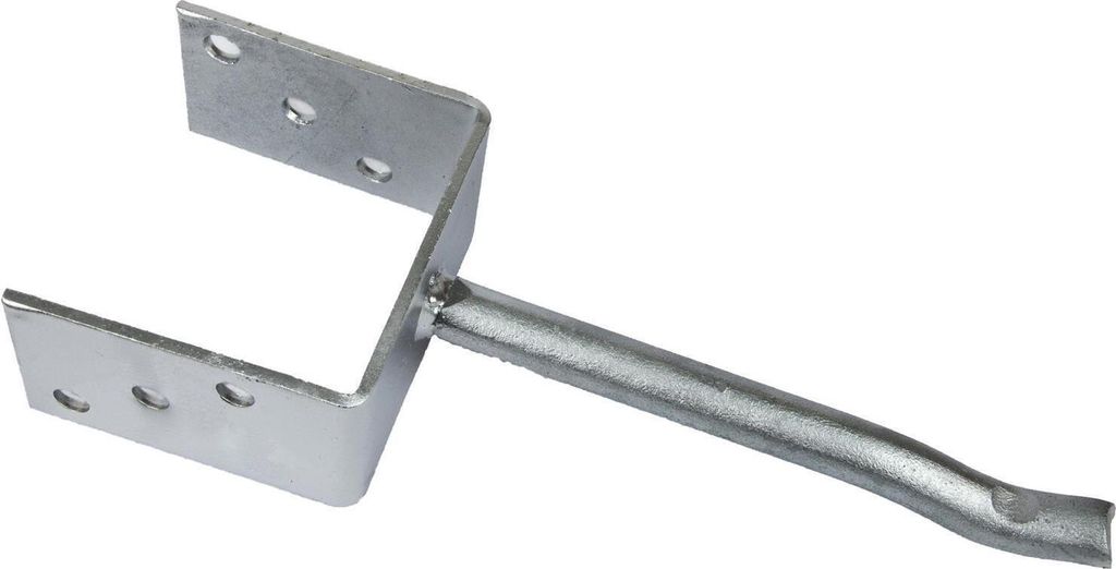 GeZu Impex U-Pfostenträger 121 mm mit gebogener Dolle zum einbetonieren, Pfostenanker, Stützfuß