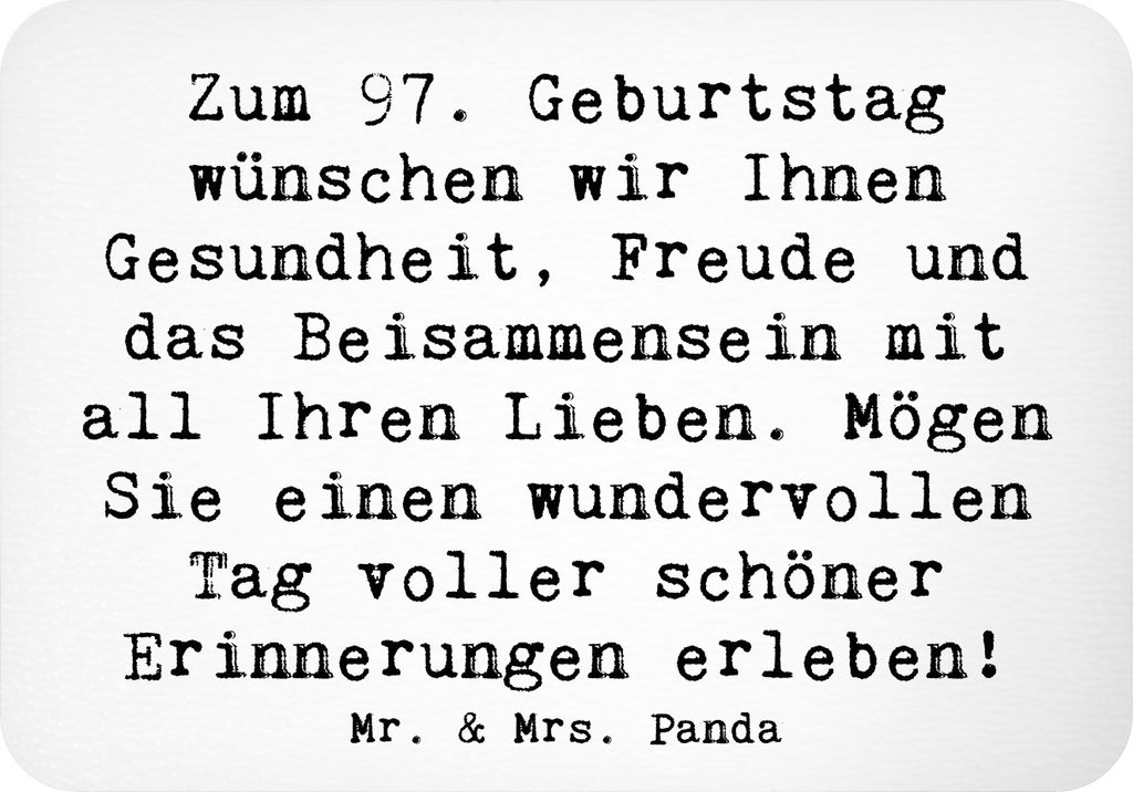 Mr. & Mrs. Panda magnet Spruch 97. Geburtstag - Weiß - Geschenk, Beisammensein, besondere Geschenke, holzmagnet, Schönheit des Lebens, Kühlschra...