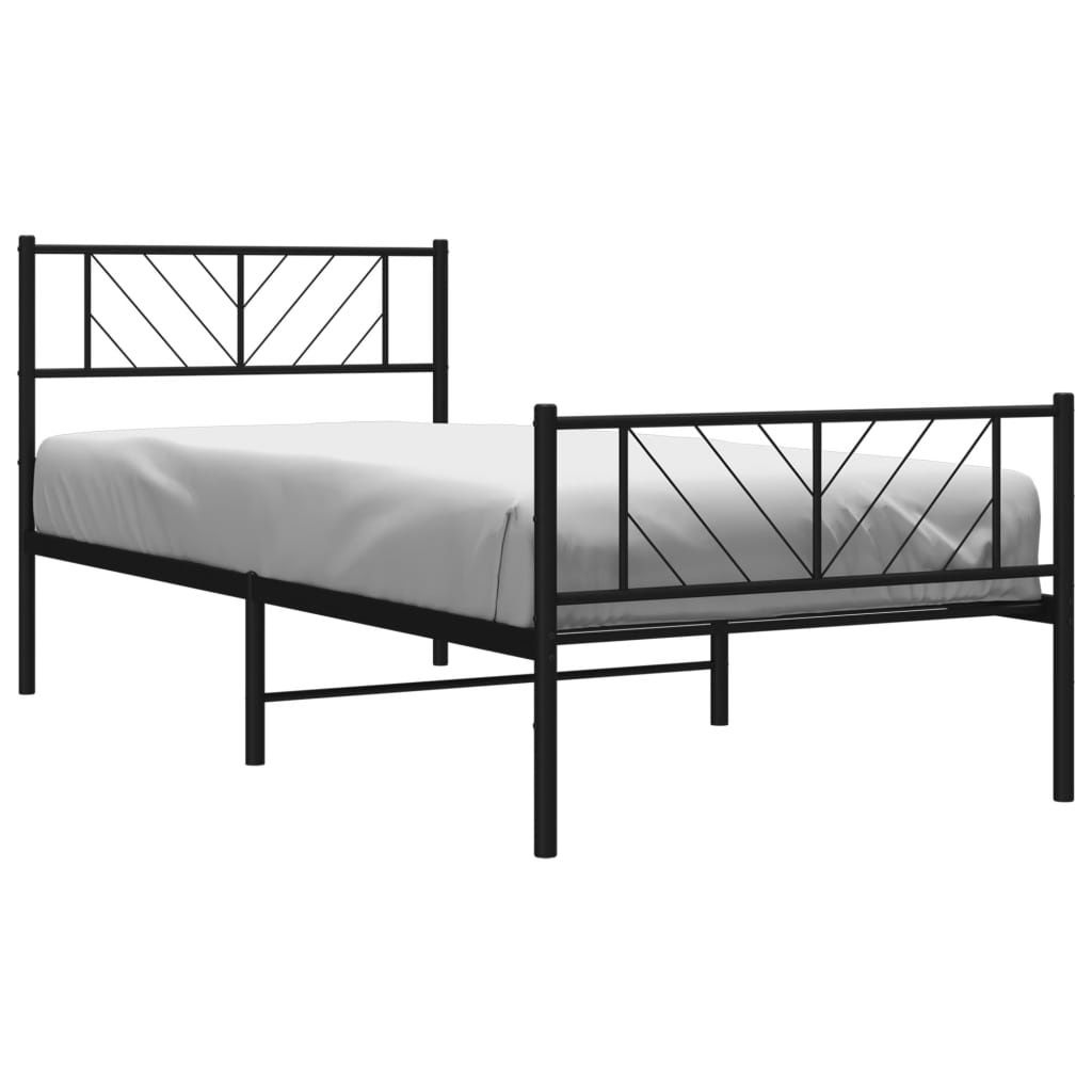 Bettgestell mit Kopf- und Fußteil Metall Schwarz 75x190 cm