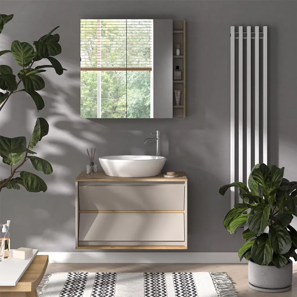 Vicco Mobile Sottolavabo Edelin 80cm: Cachemire e Legno Artigianale - 4
