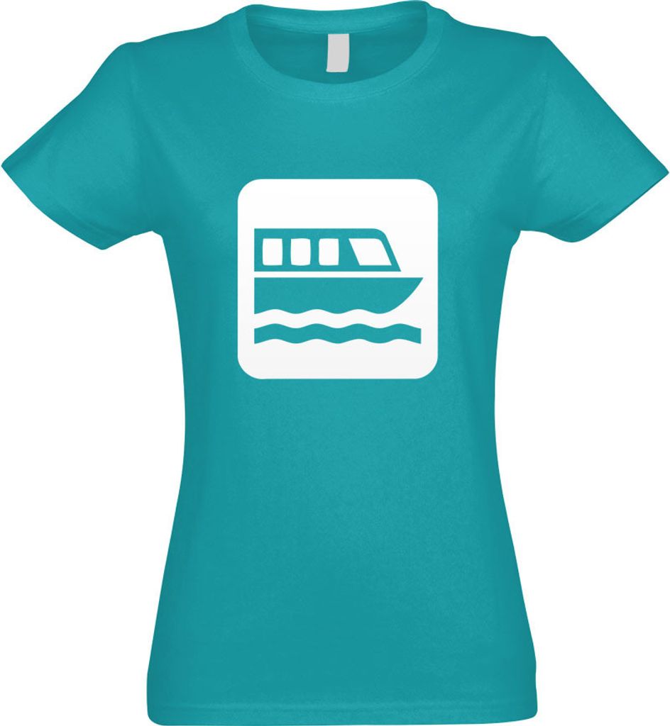 Kiwistar - T-Shirt tailliert - Damen - türkis - Fährhafen Fähre Piktogramme - mit Motiv Bedruckt - Funshirt Design - Sport - Freizeit - Damen - XXL