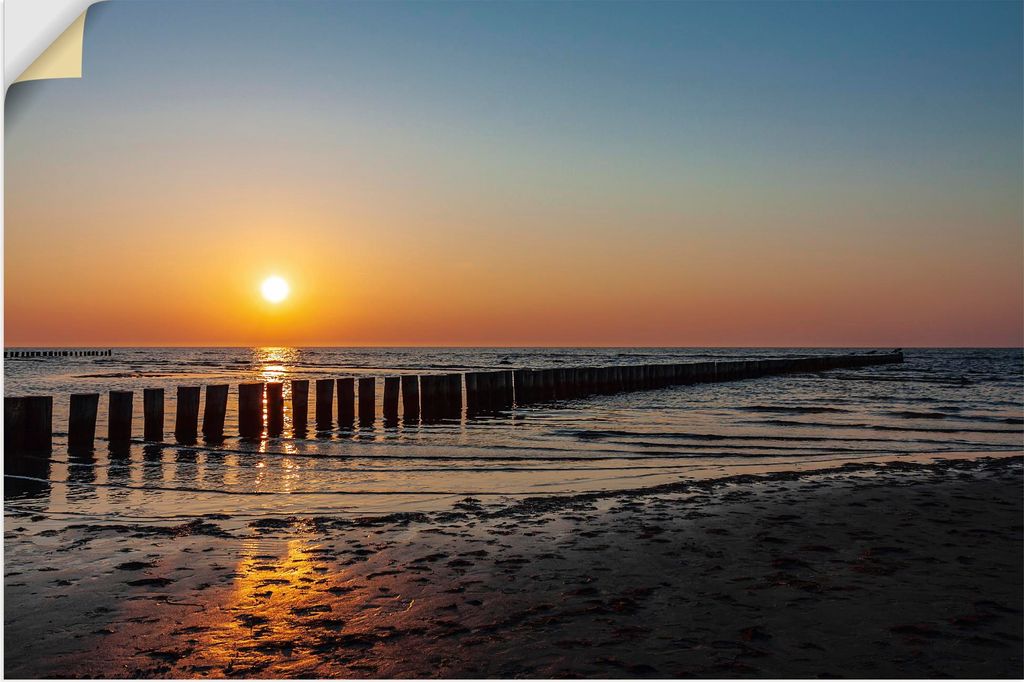 ARTland Wandbild, selbstklebend Sonnenuntergang an Ostsee Insel Poel Größe: 120x80 cm