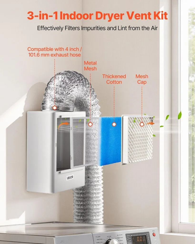 Fini l'Humidité : Kit de Ventilation Sèche-Linge Intérieur ABS 99mm Pro - 2