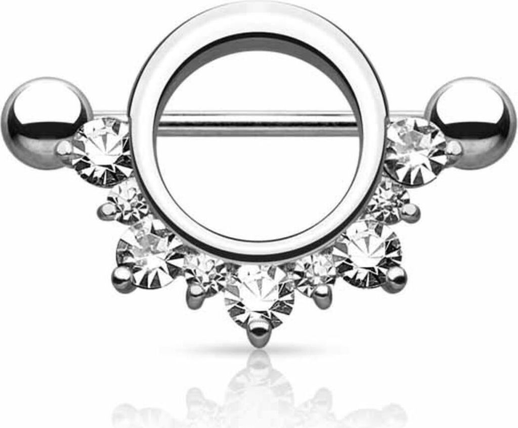 Brustwarzenpiercing Schild Nippelpiercing mit Zirkonia Kristallen Clear