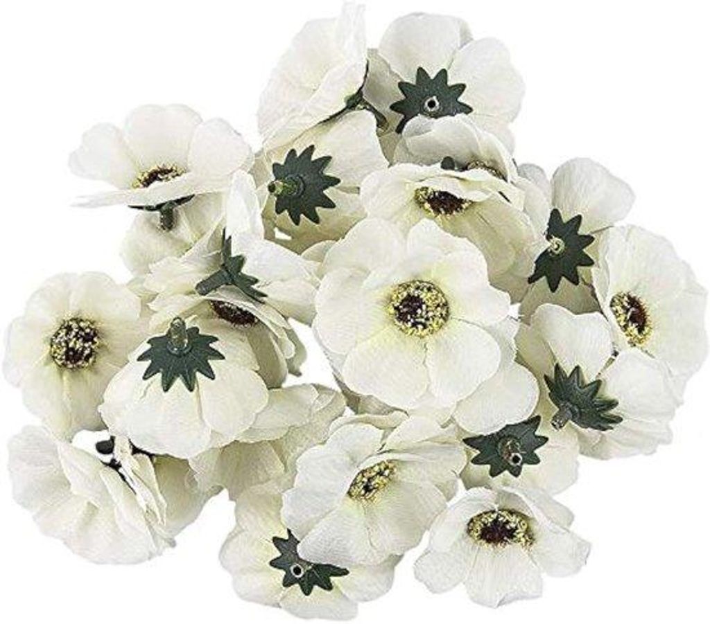 Artblumen - Weisse Anemonen mit 4-5 cm Durchmesser, 27 Stück.