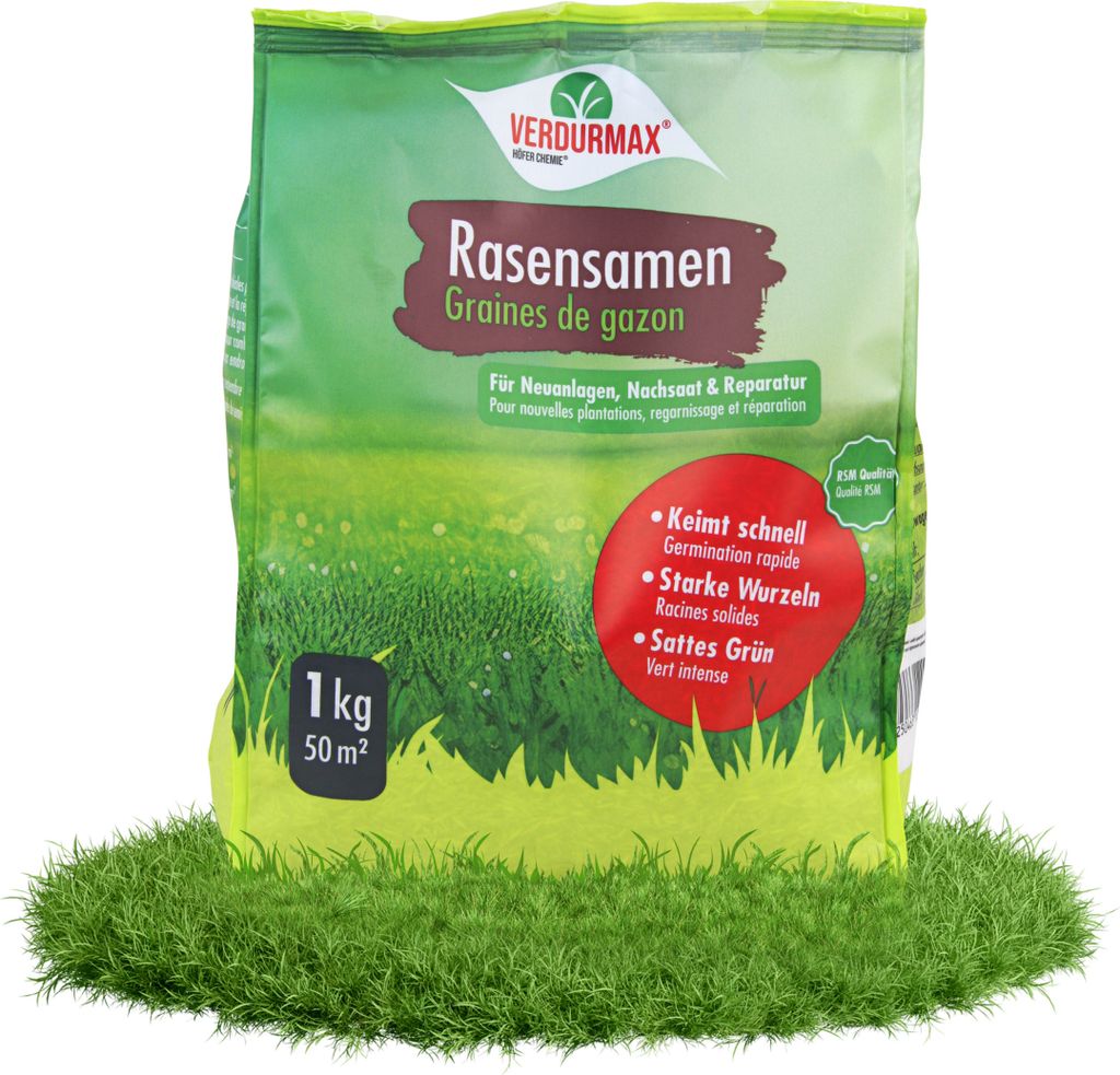 1x1 kg VERDURMAX Rasensamen schnellkeimend in RSM Qualität, Grassamen ideal für Neuansaat