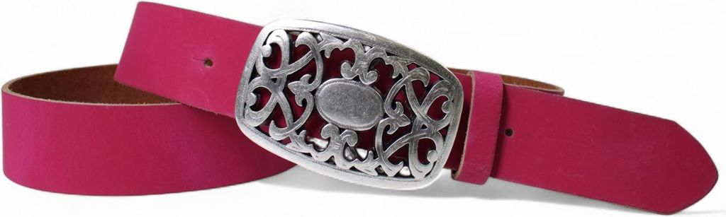 FRONHOFER Damen Ledergürtel 4 cm mit schöner Blumen Gürtelschnalle, echtes Leder