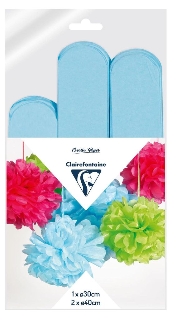 Clairefontaine Set Seide 3 Pompons Ø30x1 Ø40x2 hbl