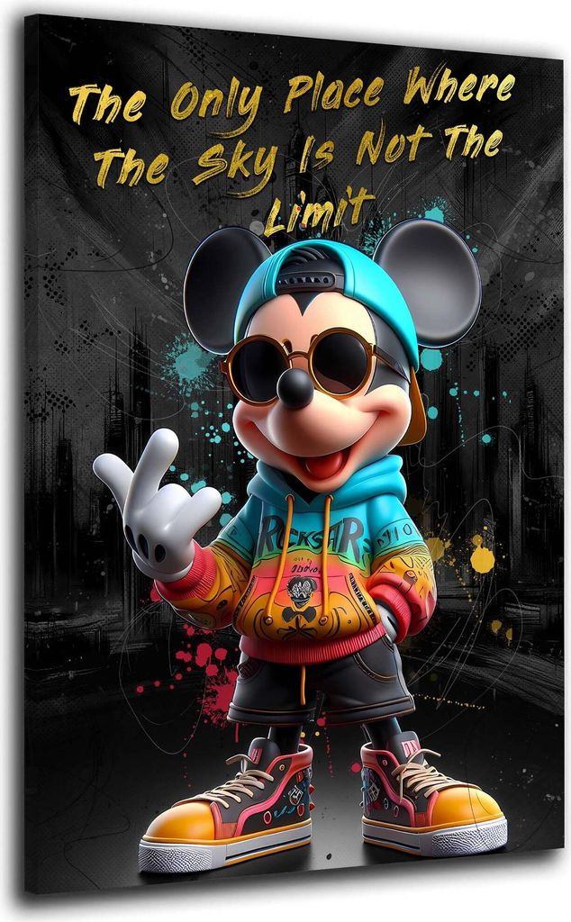 Street Art Maus Motivation Wandbild Leinwandbild Kunstdruck XL Wanddeko: 80x120x2cm