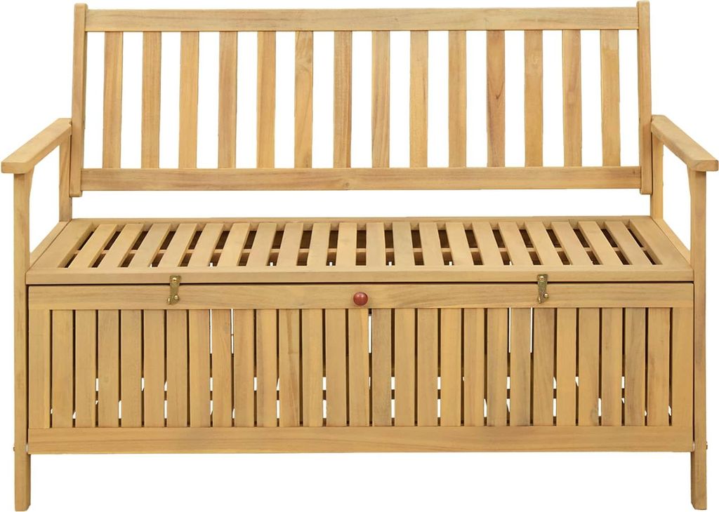 "Sonderangebot" Sitzbank - HOMMIE - moderne Truhenbank/Gartenmöbel - mit Stauraum mit Speicher mit Tür Massiv-Akazie - Gartenbänke GermanyMöbel...