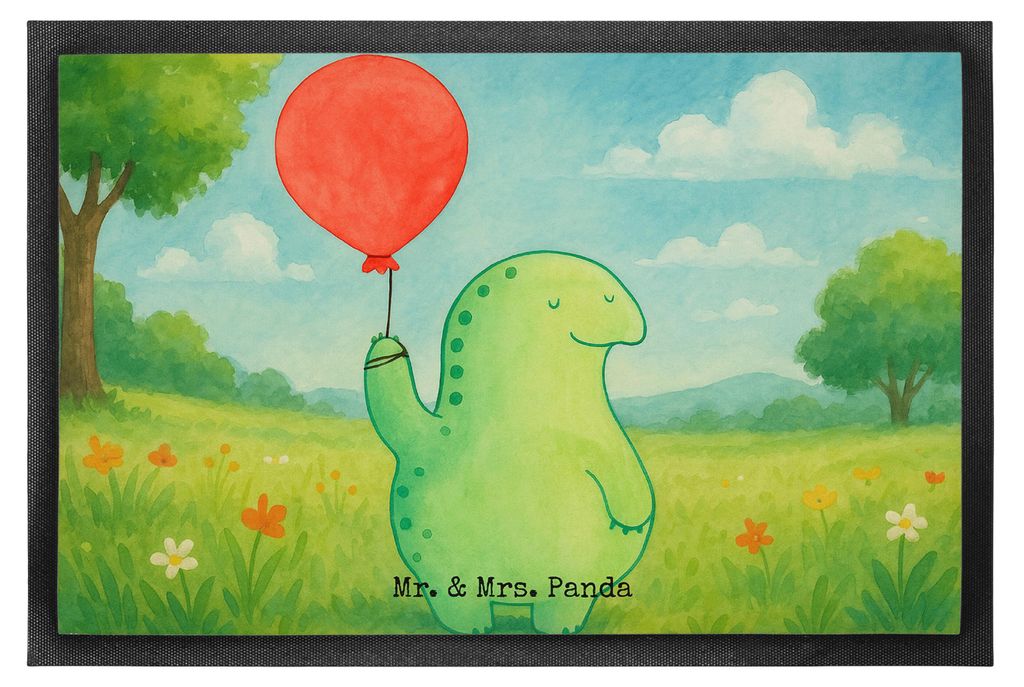 Mr. & Mrs. Panda fußmatte Schildkröte Luftballon Design 40 x 60 cm - Weiß - Geschenk, Schildkröten, Motivationsspruch, glücklich, bodenmatte, ...