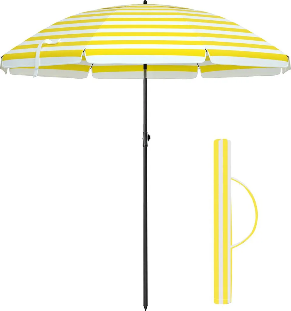 Parasol de jardin Ø 160 cm pliable et résistant pour zones ventées - Gris