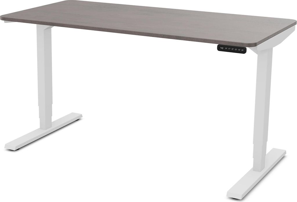 ASSMANN Elektrisch höhenverstellbarer Schreibtisch Y-Line Curved Sichtbeton Anthrazit Weiß, 120x80cm, Memoryfunktion, 2-fach-Motorik