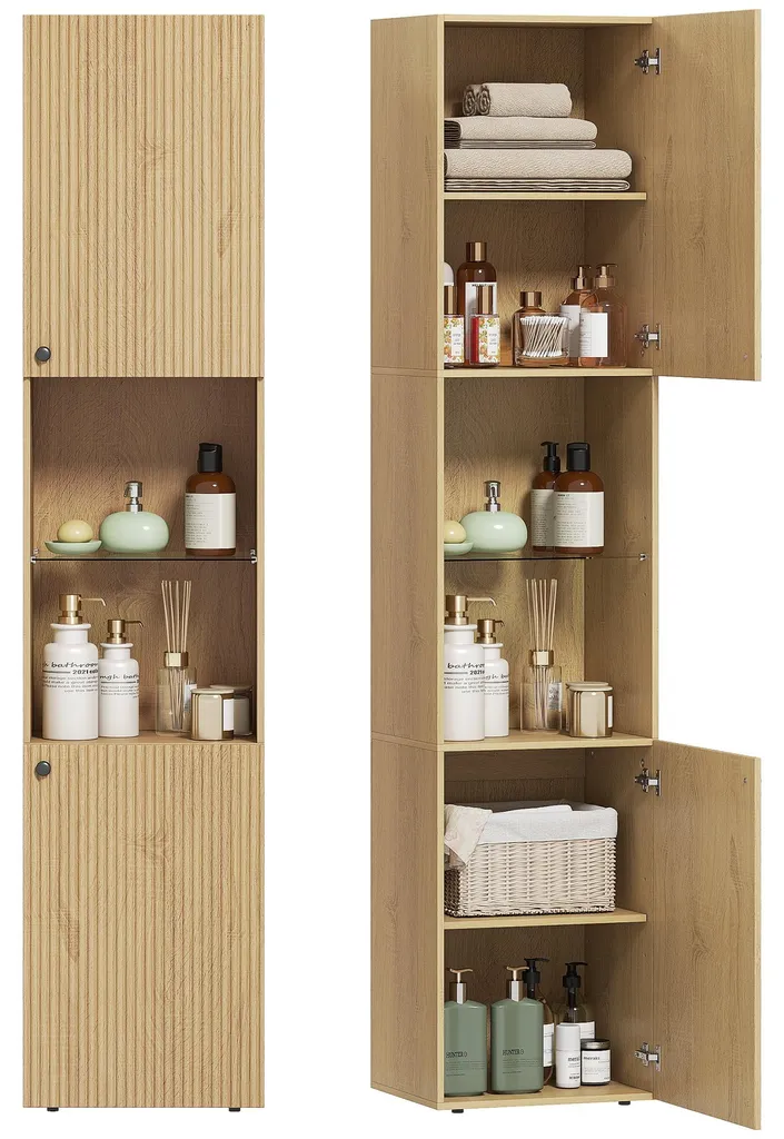 Meuble haut salle de bain bois 6 étages pour optimiser les petits espaces