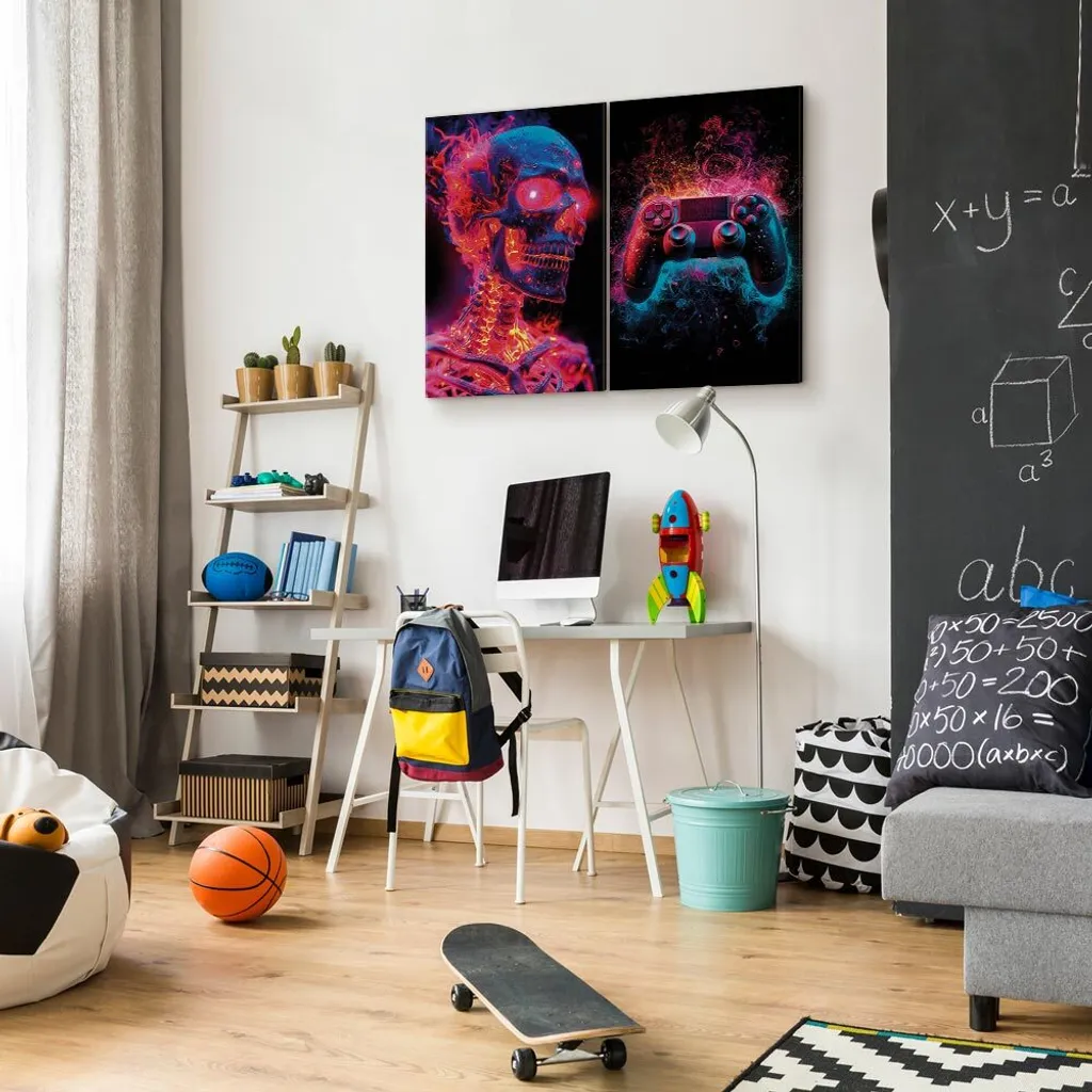 Quadros Moderni Gioco Di Console Di Gioco - Appendi subito La Tua Foto - Nessuna Cornice Necessaria - Set 4 Pezzi - Abbastanza Ragazzo Adolescente N002647b