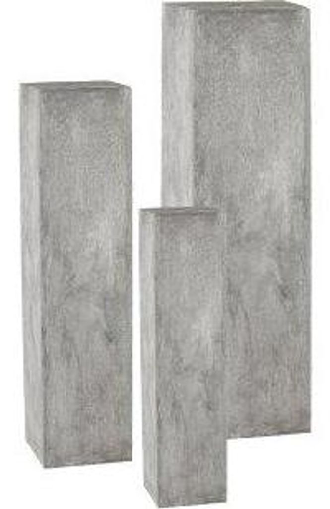 INNA-Glas Pflanzen-Podest NARUKO, 3 Stück, Fiberglas, grau, 20x20x80cm, 28x28x100cm, 35x35x120cm - Pflanzsäule