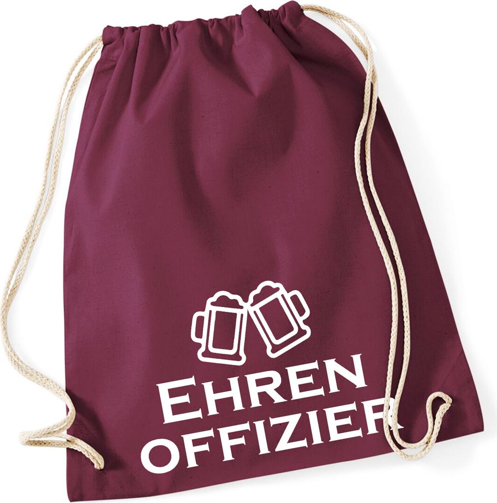 Huuraa Turnbeutel Ehrenoffizier Schützenfest 12 Liter Burgundy Baumwolle Rucksack Geschenkidee