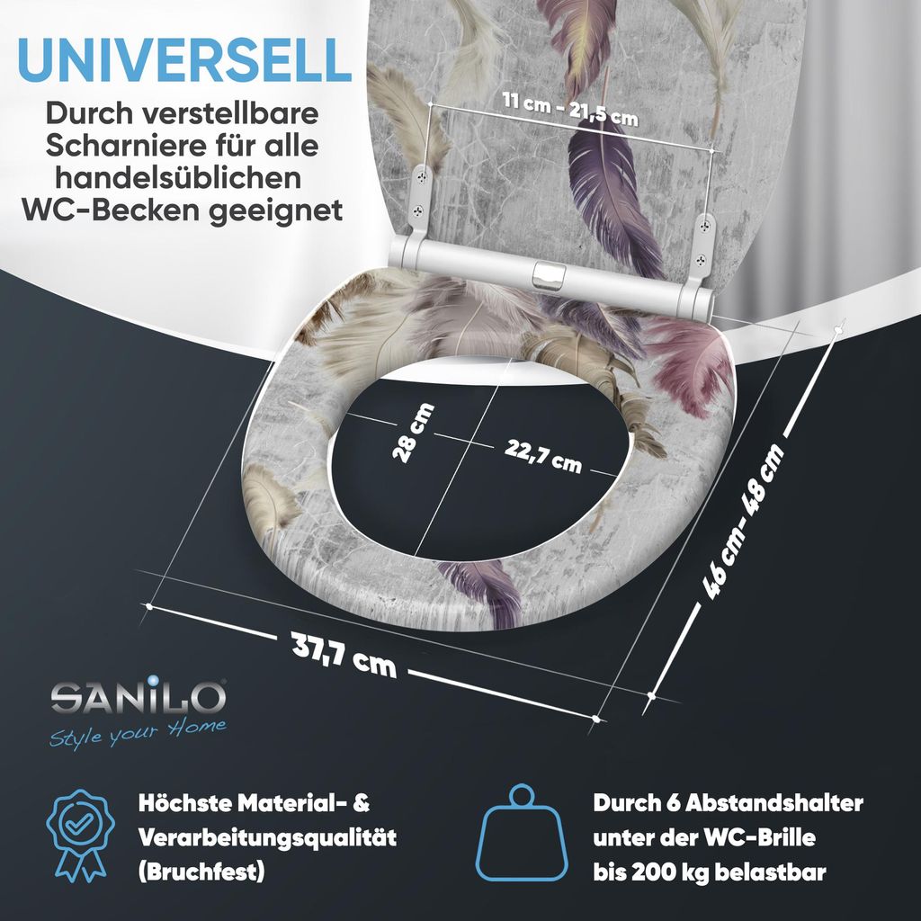 SANILO® WC-Sitz mit Absenkautomatik und Schnellverschluss