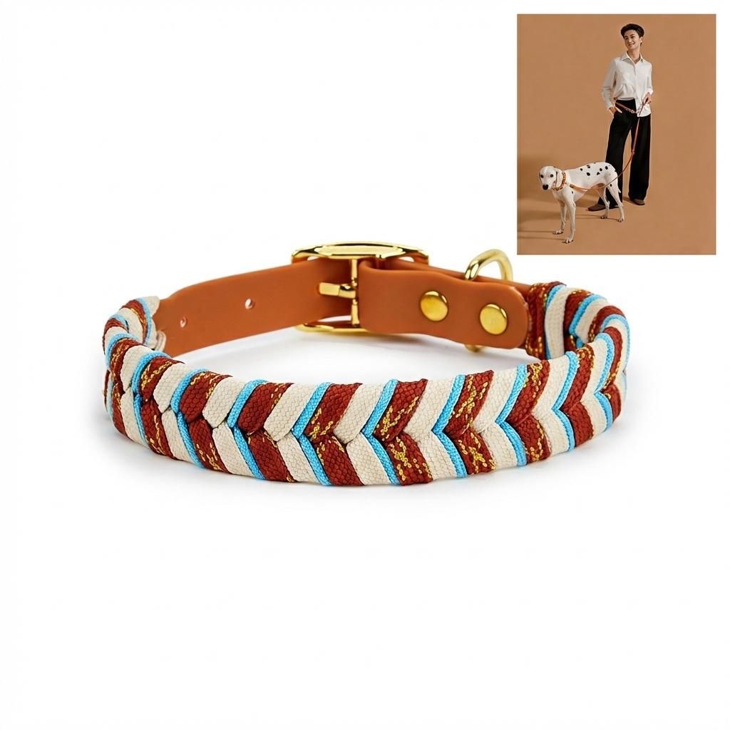 Handgewebtes Luxus Hundehalsband Verstellbar Bunt - Boho Design Gr. S