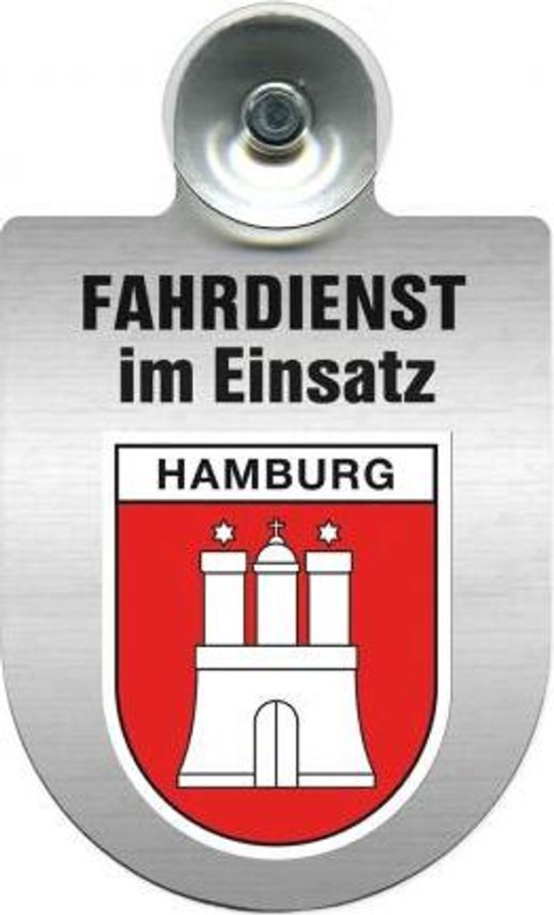 Einsatzschild Windschutzscheibe incl. Saugnapf - Fahrdienst im Einsatz - 309458 - incl. Regionen nach Wahl Color - Region Hamburg
