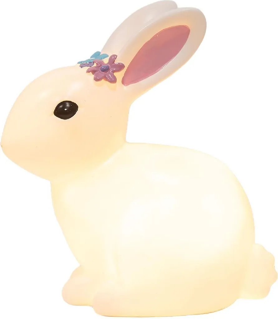 Veilleuse Lapin LED Clayre & Eef décorative blanc et rose 22 cm