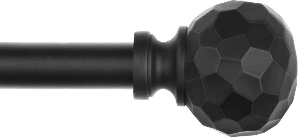 SZXIMU Teleskop-Gardinenstange 122-218 cm schwarz mit runder Diamantspitze