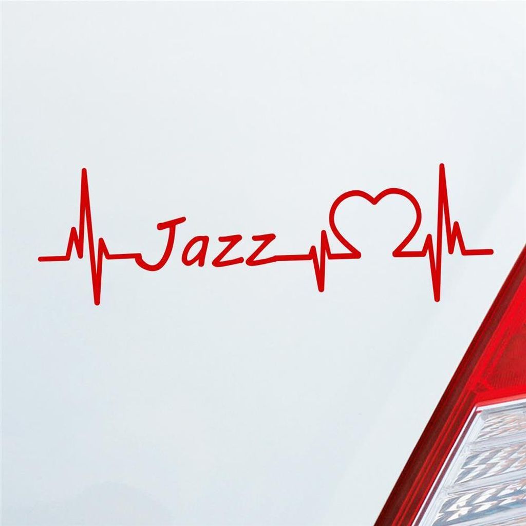 Auto Aufkleber Jazz Puls Herzschlag 19x6 cm Rot Sticker Heckscheibenaufkleber